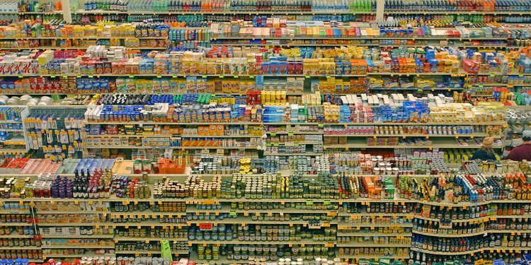 Photo of products on a supermarket shelves